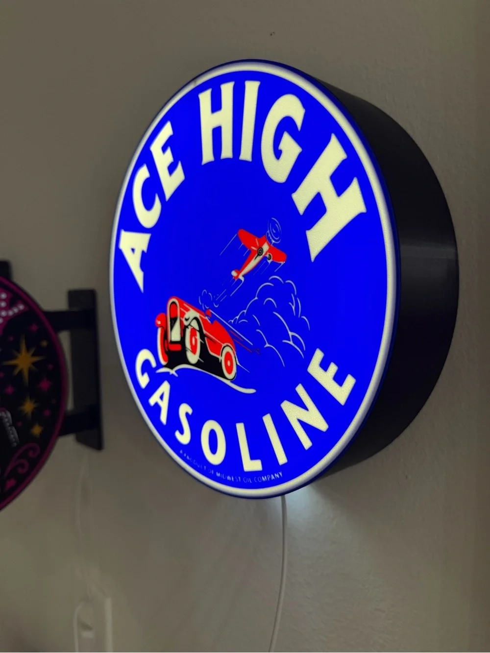 Ace High Gasoline Blue and Red Wall Sign by